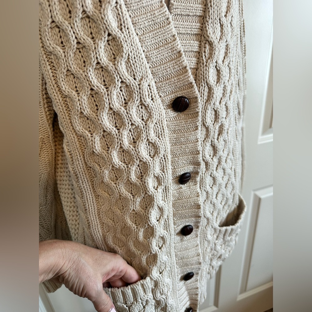 Urban Outfitters BDG Cream Cable Knit Cardigan Grandpa Sweater - Picture 5 of 11